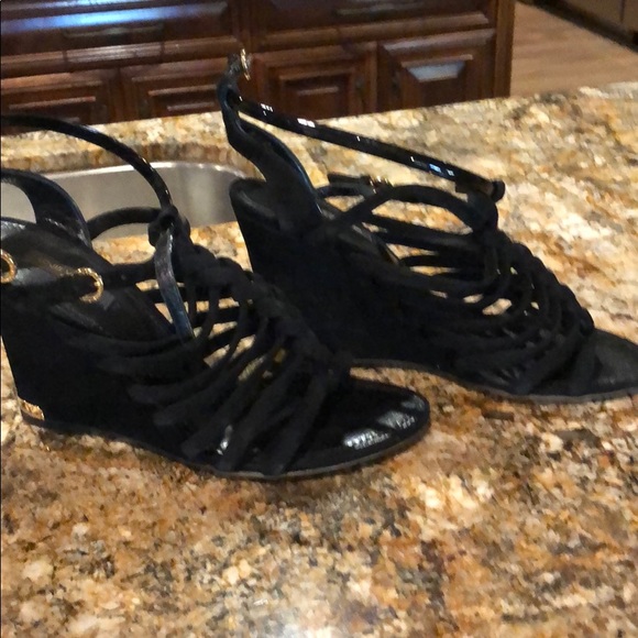 Louis Vuitton suede strappy wedge - Picture 1 of 6
